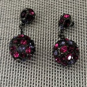 KENNETH J. LANE PRE-LOVED AUTHENTIC LARGE SPARKLE CRYSTALS DESIGN EARRINGS